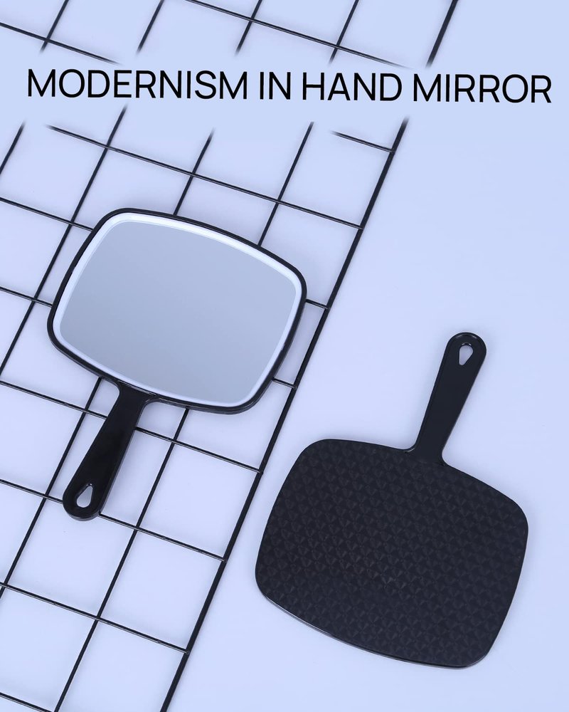 Extra Large Handheld Mirror - Black, 9" W x 12.4" L | Pack of 3 for Makeup & Grooming