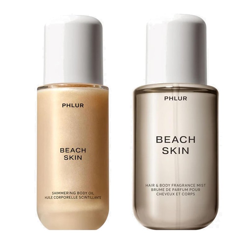 PHLUR Beach Skin Body Mist & Shimmering Body Oil Set - Coconut, Sandalwood & Vanilla Scent | 8 Fl Oz & 4 Fl Oz