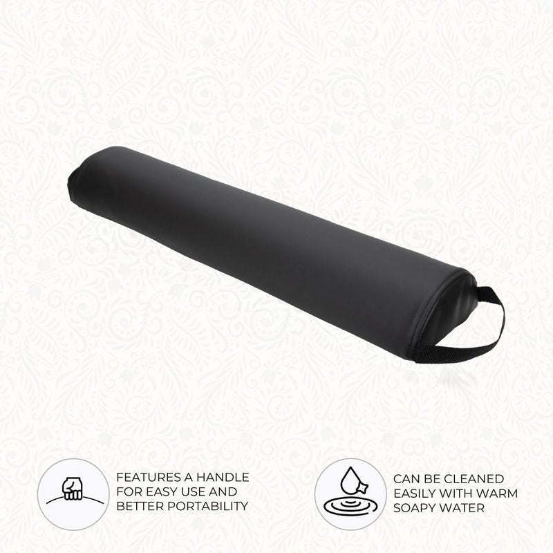 ForPro Premium Half-Round Bolster Pillow for Massage and Yoga, Oil and Stain-Resistant, 6”W x 3" H x 26”L, Black