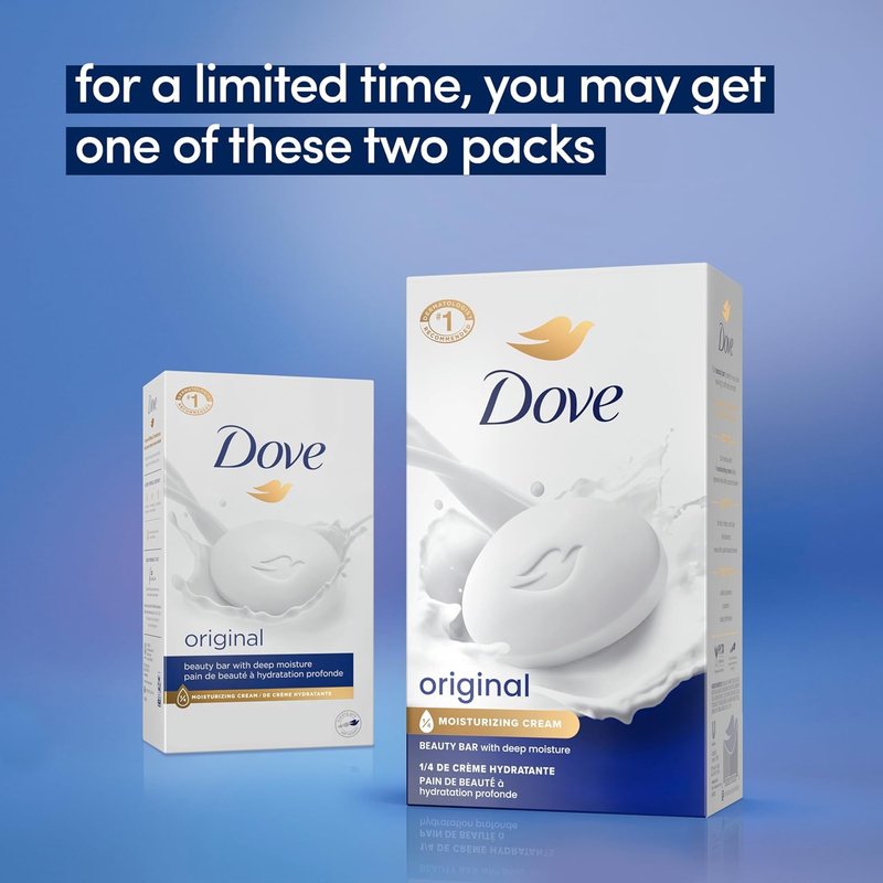 Dove Beauty Cream Bar Soap Original, Moisturizing Gentle Cleansing Bar for Face & Body, 1/4 Moisturizing Cream, Rich Lather, For Normal to Dry Sensitive Skin, 75 g Single Bar, Pack of 6