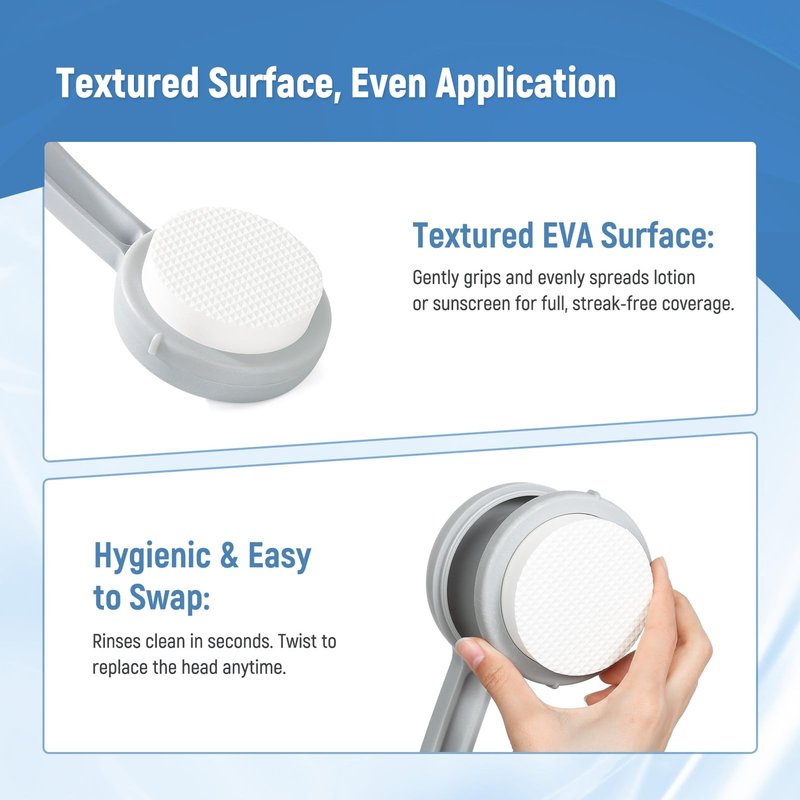 Chonario Lotion Applicator for Back, Self Sunscreen, Tanning, Cream Back Applicator Tool with 2 in 1 U-Shaped Curved Long Handle for Elderly, Women, Men
