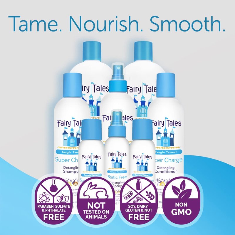 Fairy Tales Tangle Tamer Detangling Spray - Static-Free Formula for Kids - 12 oz, Paraben & Sulfate Free