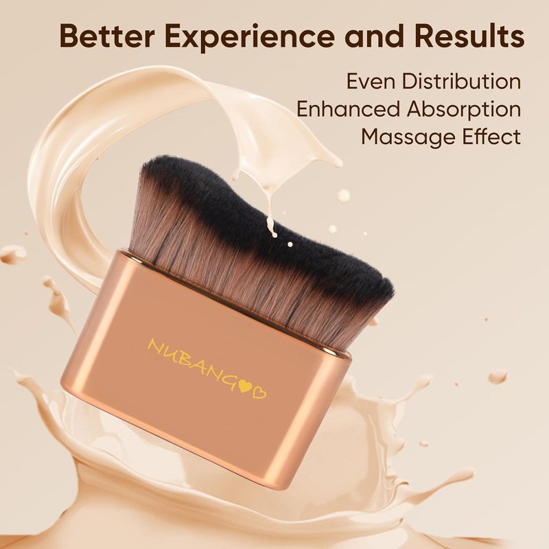 Professional Kabuki Foundation Brush - Versatile Makeup & Self Tanner Applicator | Pink Gold Finish