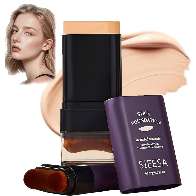 Skiennix Dual Ended Foundation Stick - 2 in 1 Concealer & Contour Makeup, Hydrating Formula, Lightweight & Waterproof (Natural)