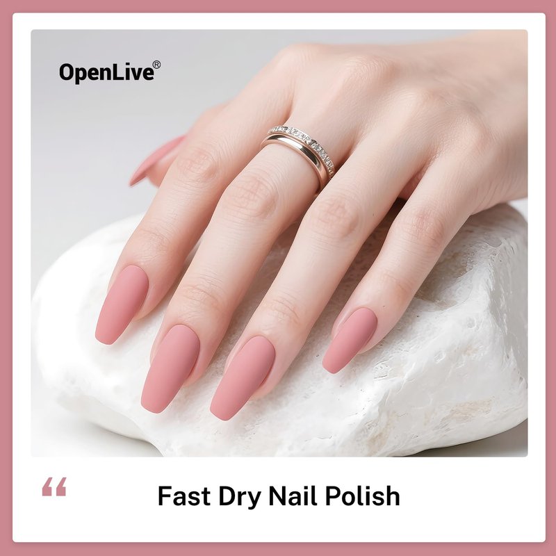 OpenLive Dusty Rose Nail Polish - Quick Drying Light Pink Color | 16.5ml Large Volume for Long Lasting Manicure