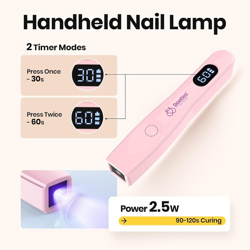 Beetles Builder Gel Nails Kit - HEMA Free 8-in-1 Clear Natural Nude Gel with Handheld Nail Lamp | Perfect for DIY Salon Use