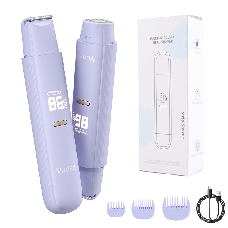 Bikini Trimmer for Women, Painless Electric Razor for Pubic Hair, Face, Legs, Underarms, IPX7 Waterproof Shaver with Ceramic Blades, USB Rechargeable, Portable for Travel, Gifts for Women (Purple)