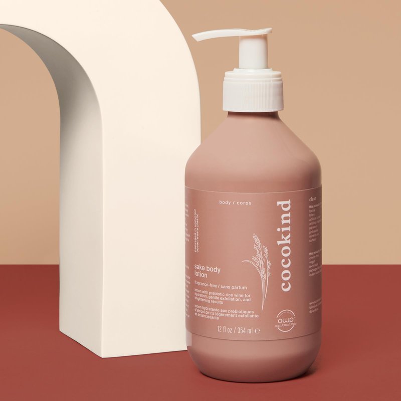 Cocokind Sake Body Lotion, Daily Lightweight Moisturizer Fragrance Free Body Lotion for Gentle Exfoliation, Support Skin Moisture Barrier, Smooth and Soft Skin, 12 Fl Oz