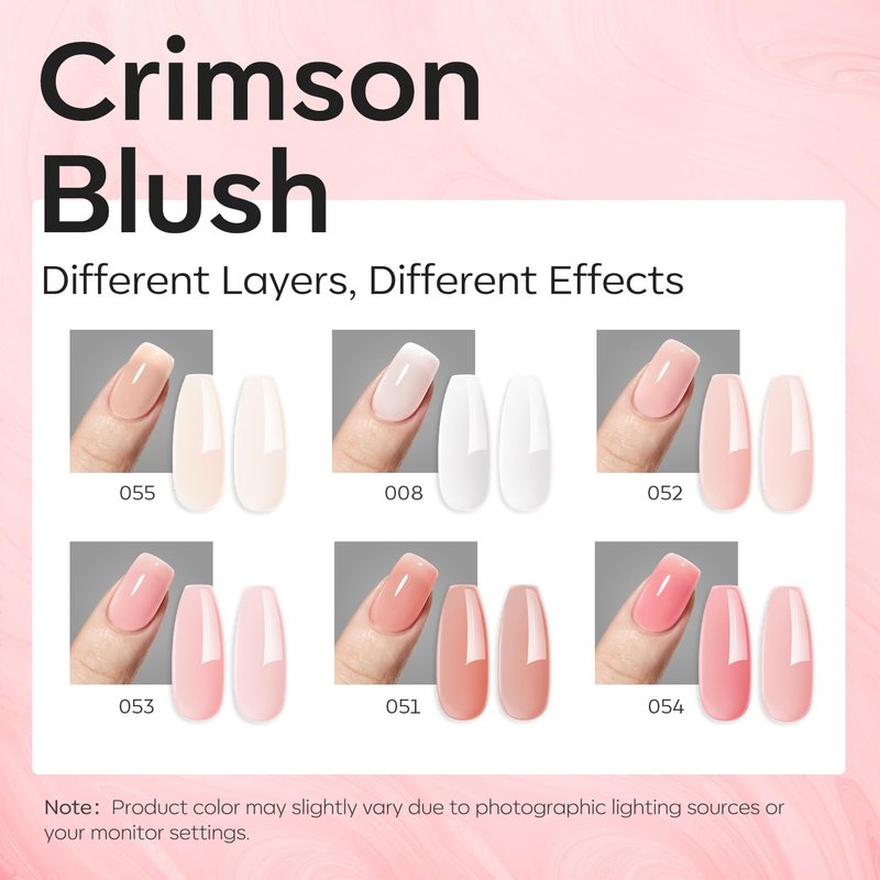 modelones Gel Polish Builder Nail Set, Base Colors 8-in-One Jelly Nude Pink Clear Builder Nail Gel for Nails Strengthener Hard Extension Rubber Lamp Cured 6 Colors