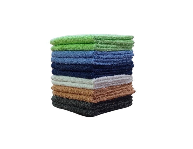 Towel and Linen Mart 100% Cotton - Wash Cloth Set - Flannel Face Cloths, Highly Absorbent and Soft Feel Fingertip Towels (Multi 12, Pack of 12)