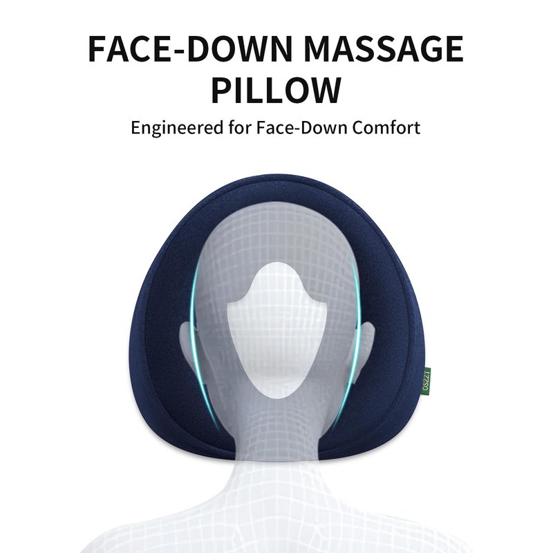 OSZZT Prone Massage Pillow for Facial Support，Prone Pillow for Eye Surgery，Detachable Cover，Facial Ventilation Hole Design (Navy Blue)