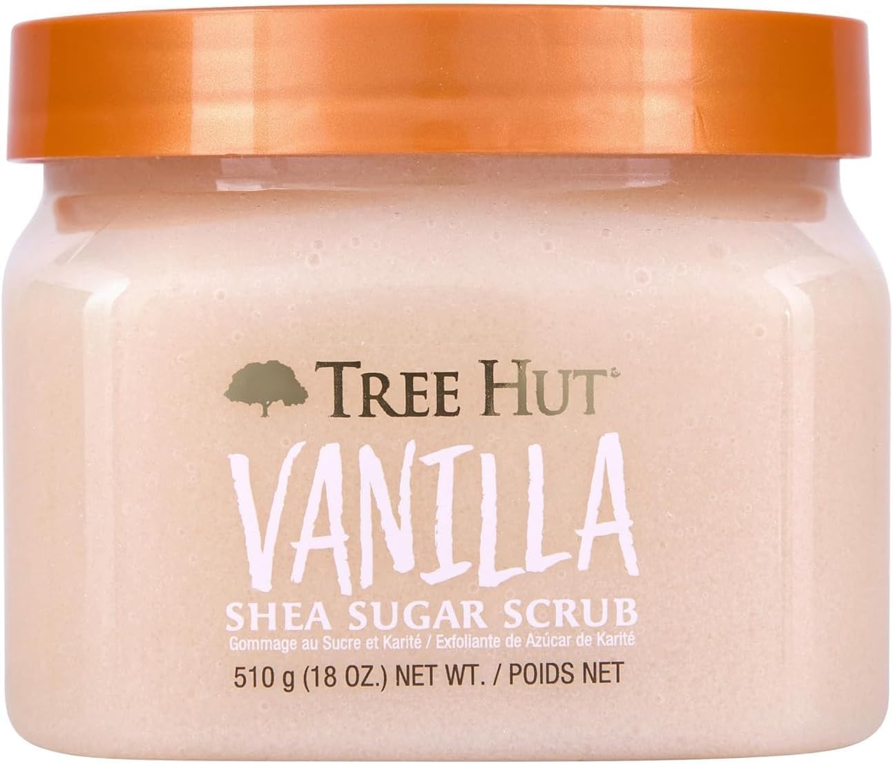 Tree Hut Vanilla Body Scrub - Exfoliating Sugar Scrub with Shea Butter & Essential Oils | 18 Oz, Vegan, Hydrating for All Skin Types