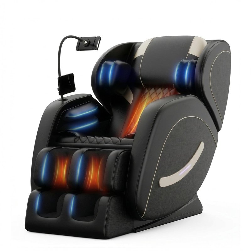 ficsmate Massage Chair Full Body, Zero Gravity Recliner Massage Chair with Back Heat, 6 Fixed Rollers, Foot Massage, Airbags, Bluetooth, Ambient Light for Home and Office