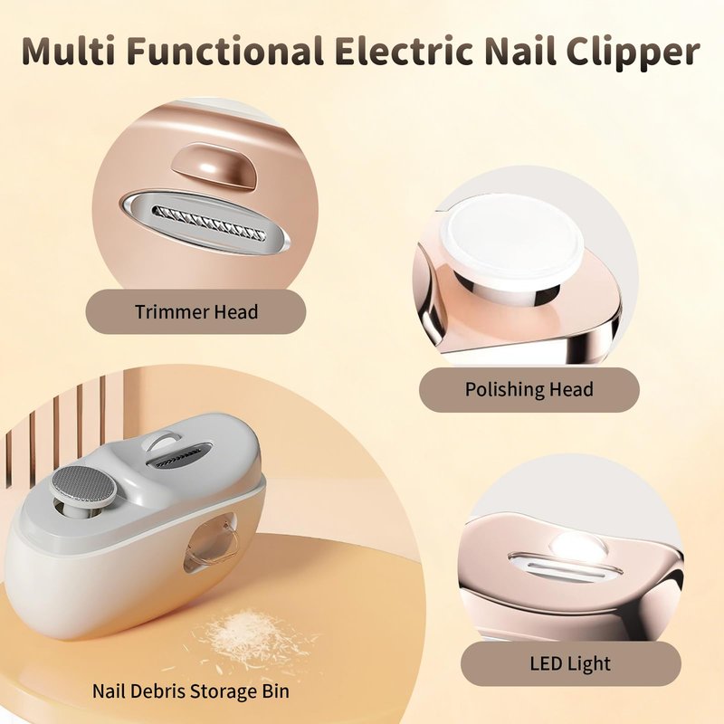 Electric Nail Clipper, 3-Speed Adjustable Electric Nail Clippers for Seniors, Adults & Babies, Automatic Nail Clippers Trimmer with Display Screen, Nail Care for Fingernails (Pink)