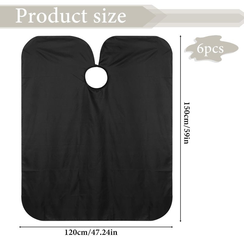 Exclaith 6 Pack Black Waterproof Hair Salon Cape Large Hair Cutting Salon Cape with Metal Snap Closure Haircut Apron for Women Men Hairstylists,Black