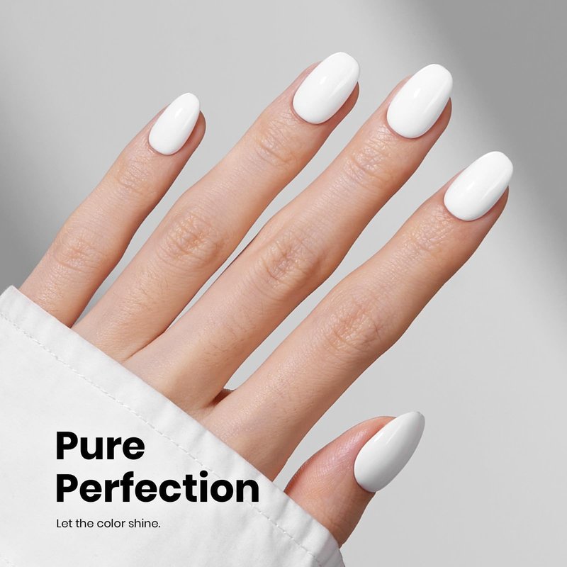 Beetles White Gel Nail Polish - FrostedWhite 15ML/0.51Fl Oz, Milky White Gel Polish, Same Color Same Bottle STAY SHINING, Soak Off UV LED Lamp French Nails Art, Manicure Salon DIY Home White Nails