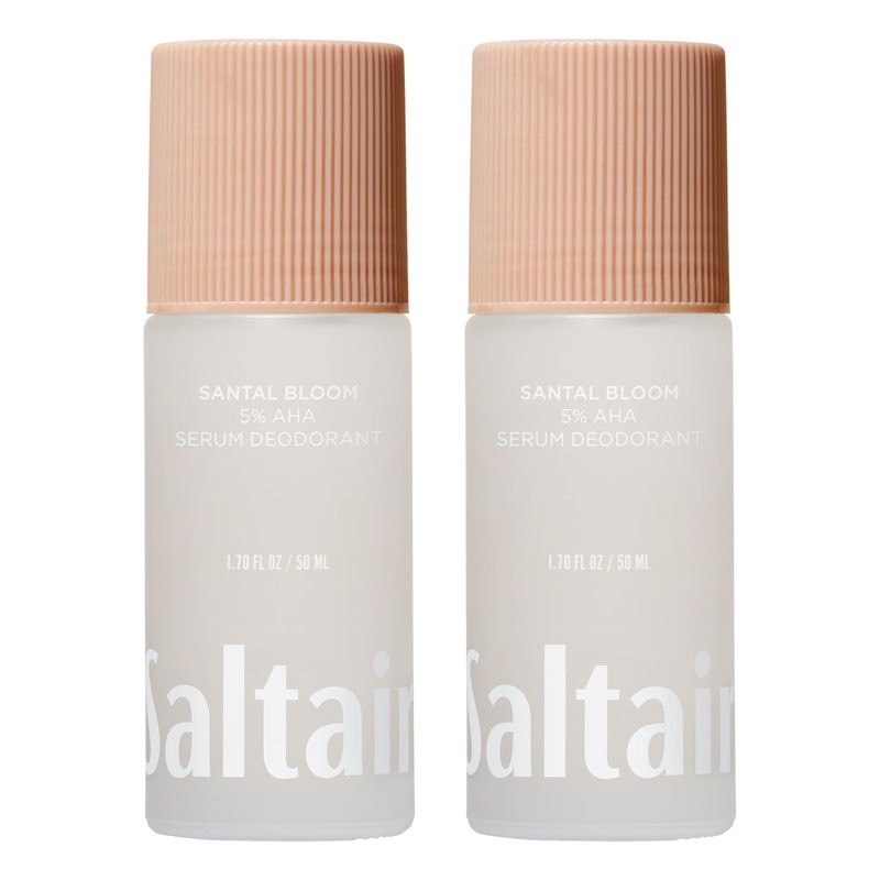 Saltair Serum Deodorant 2 Pack – Santal Bloom Scent – 5% AHA – Aluminum-Free Odor Control for Women & Men – Mandelic Acid Deodorant with Lactic Acid – 2x 1.7oz Travel Roll On