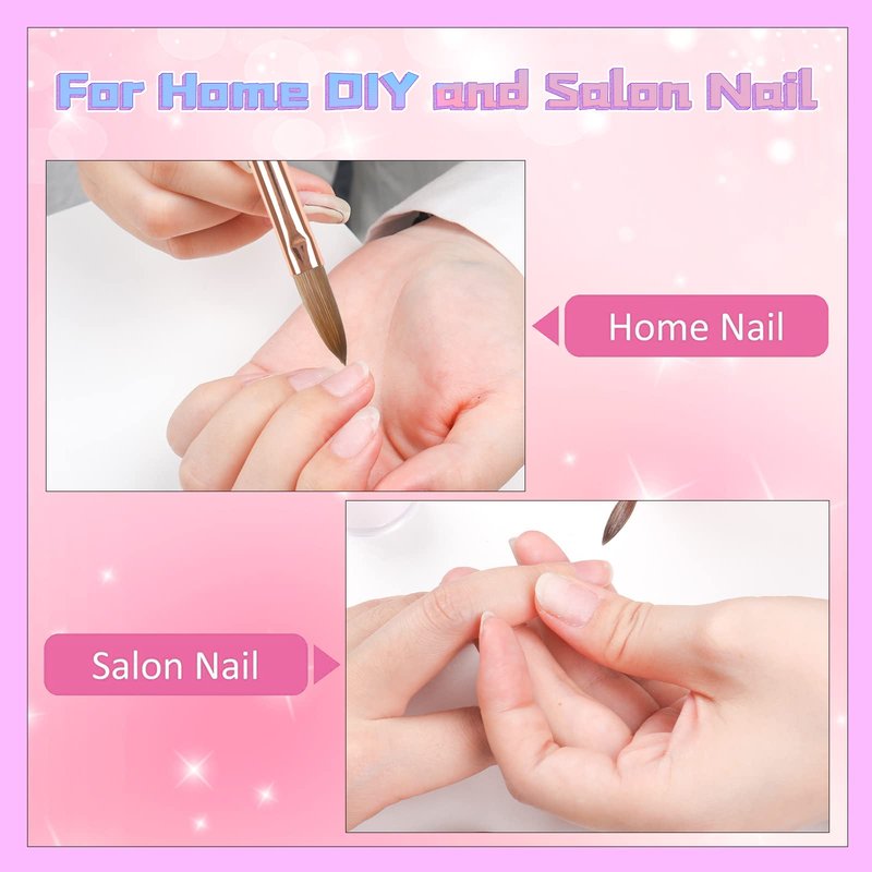 heemeei Acrylic Nail Brush Size 12, 100% Pure Kolinsky Nail Art Brush, Sturdy Handle Acrylic Powder Design Tools for Professional Manicure DIY Home Salon (12#)