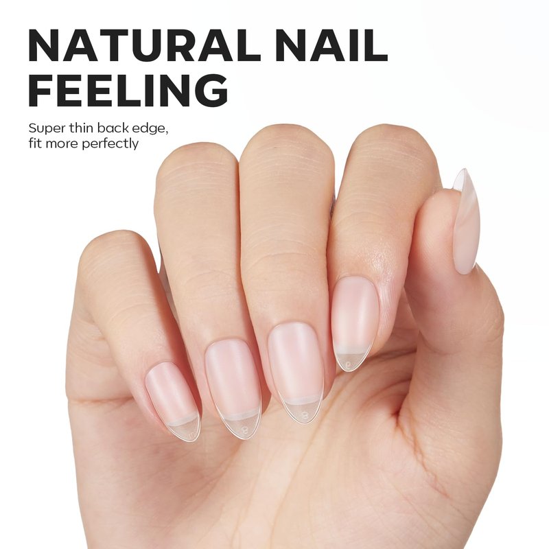 Modelones Short Almond Fake Nail Tips - 510 Pcs Full Matte Gel Kit | Pre-shaped Acrylic for DIY Salon Use