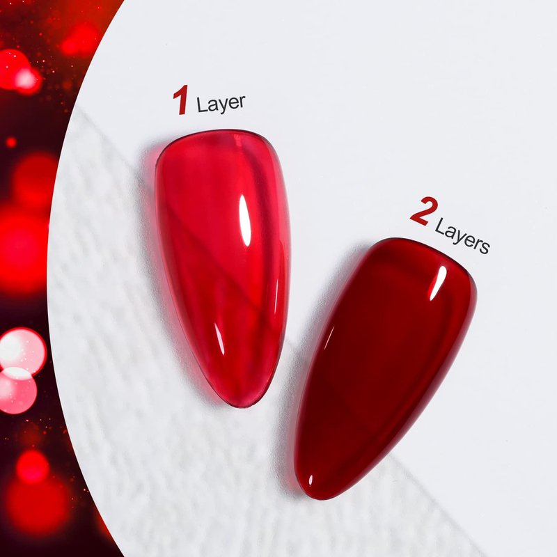 GAOY Sheer Red Gel Nail Polish - 16ml Translucent UV Light Cure for DIY Nail Art | Wine Red 1541