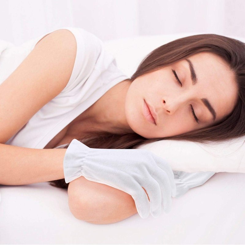 Selizo 100% Cotton Gloves - 10 Pairs for Eczema Relief & Moisturizing Dry Hands | White for Women