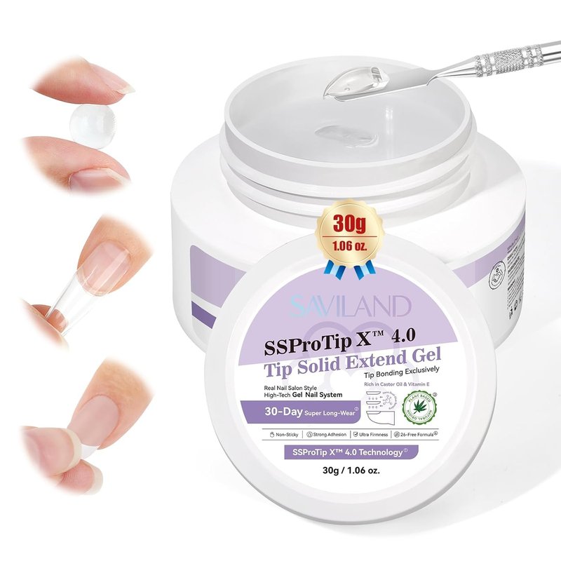 SAVILAND 30g Solid Nail Glue Gel - 30-Day Long Wear Strong Adhesive for 3D Nail Art & DIY