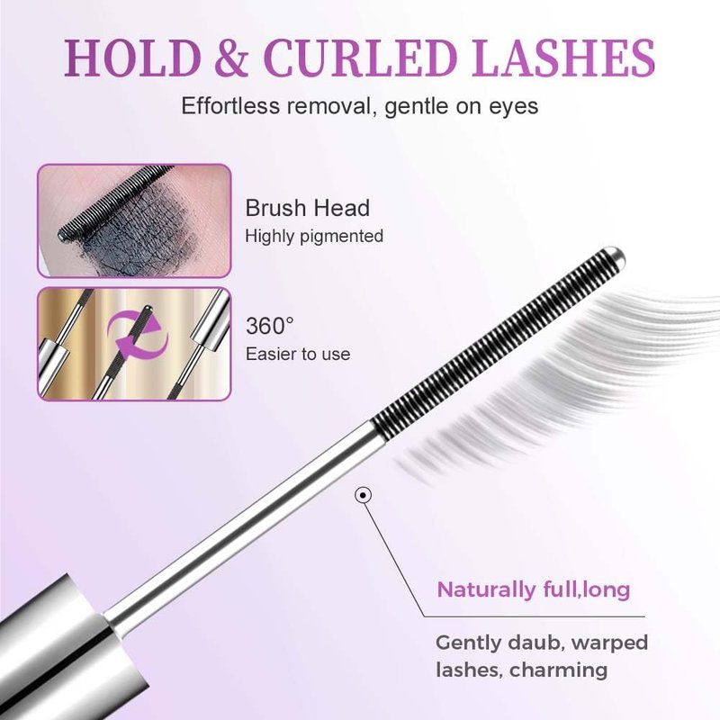 Metal Wand Waterproof Mascara - Tubular Eyelash Primer for Long-Lasting, Smudge-Proof Natural Length | Black & Brown