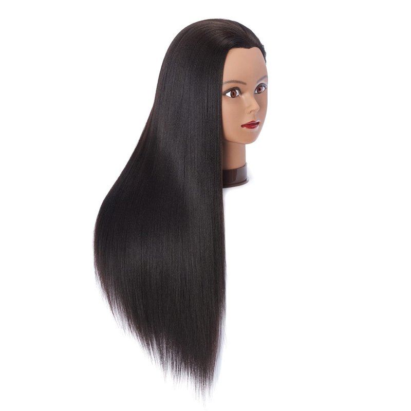 Hairingrid 26"-28" Mannequin Head Hair Styling Training Head Manikin Cosmetology Doll Head Synthetic Fiber Hair and Free Clamp Holder (R71919BY0220) Yaki-Black-