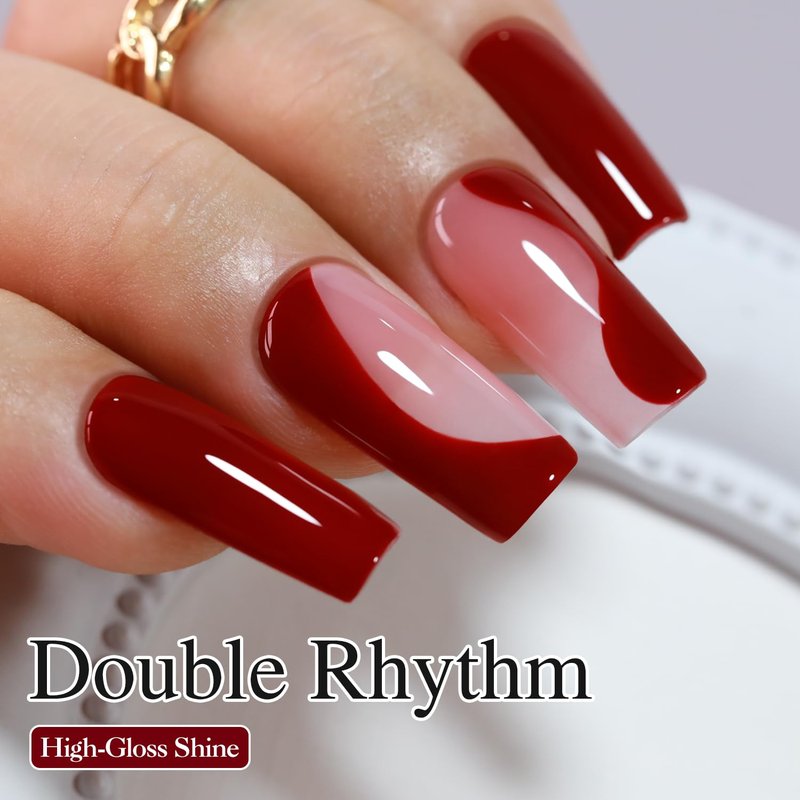 Double Rhythm 15ML Dark Red Gel Polish Pure Sheer Same Color Same Bottle Soak Off Gel Polish Art Manicure Salon DIY at Home for Women (Blood Red-A1378)