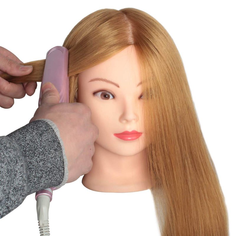 Mannequin Head with Human Hair 22-24 Inch Cosmetology Manikin Doll Head with 60% Blonde Real Hair for Hairstylists Cosmetology Students Practice Styling with Clamp Holder