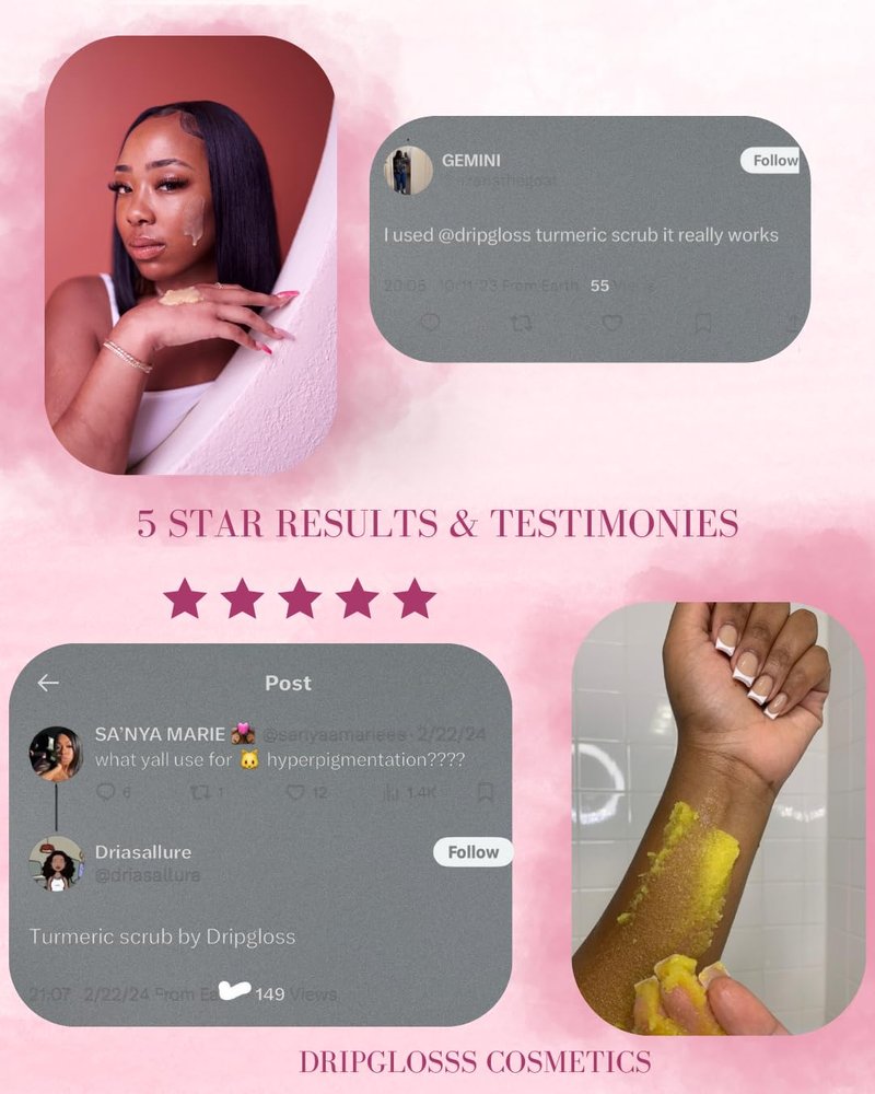 Dripglosss Brighten Me Scrub – Turmeric Sugar Scrub for Bikini Line & Inner Thighs – Fades Dark Spots, Ingrown Hairs, & Discoloration – Gentle Exfoliant for Sensitive Skin (8 oz)