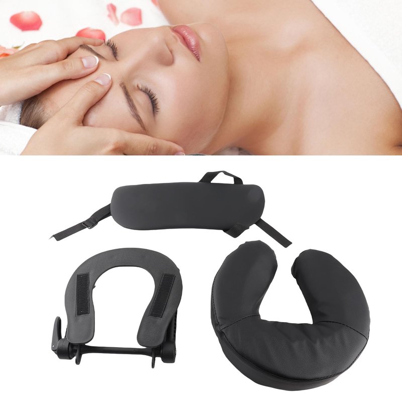 Massage Table Face Cradle & Cushion, Massage Face Cradle Beauty Bed Headrest Cradle U Shape Adjustable Folding Massage Table Face Cradle Pillow Massage Pillow Face Down for Beauty Salon Black