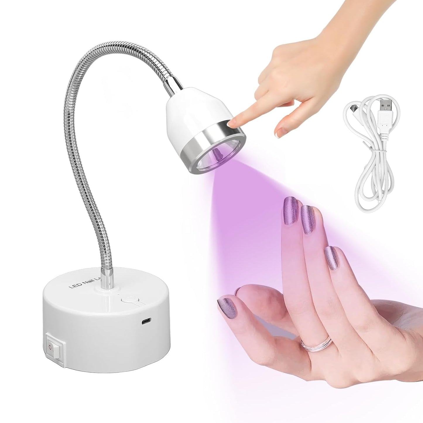 Touch Switch Gel x Lamp - 9W Cordless Rechargeable Gooseneck UV Nail Lamp | Portable Quick-Dry with 60s Timer for Home & Salon