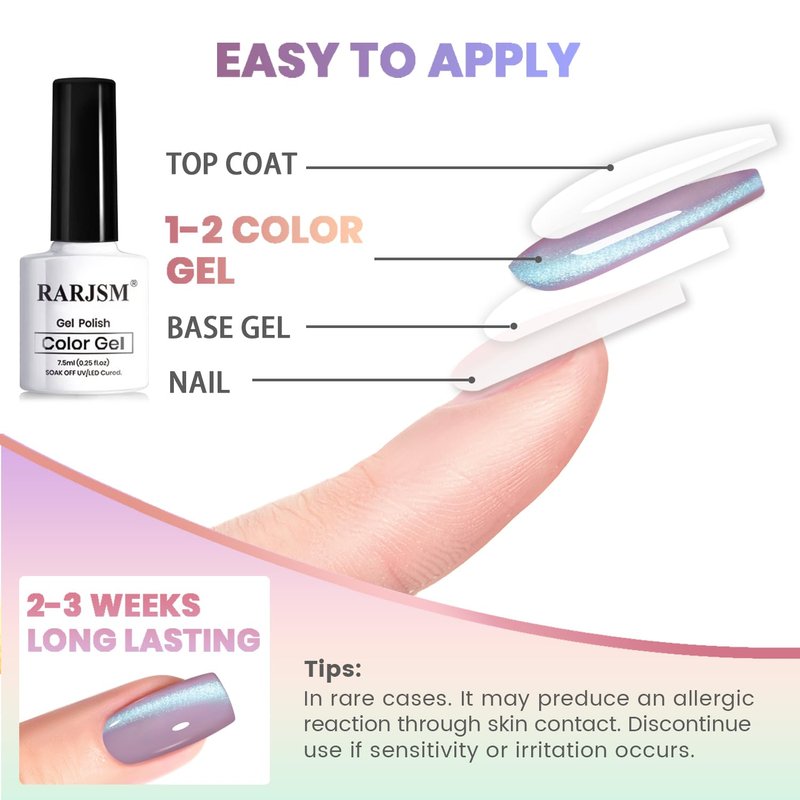 RARJSM Aurora Mermaid Cat Eye Gel Nail Polish Set 6pcs Reflective Pink Purple Green Blue Diamond Ceramic Glitter Glass Cateye Gelpolish with Magnet Stick 7.5ml Curing Requires Soak Off for Home Salon