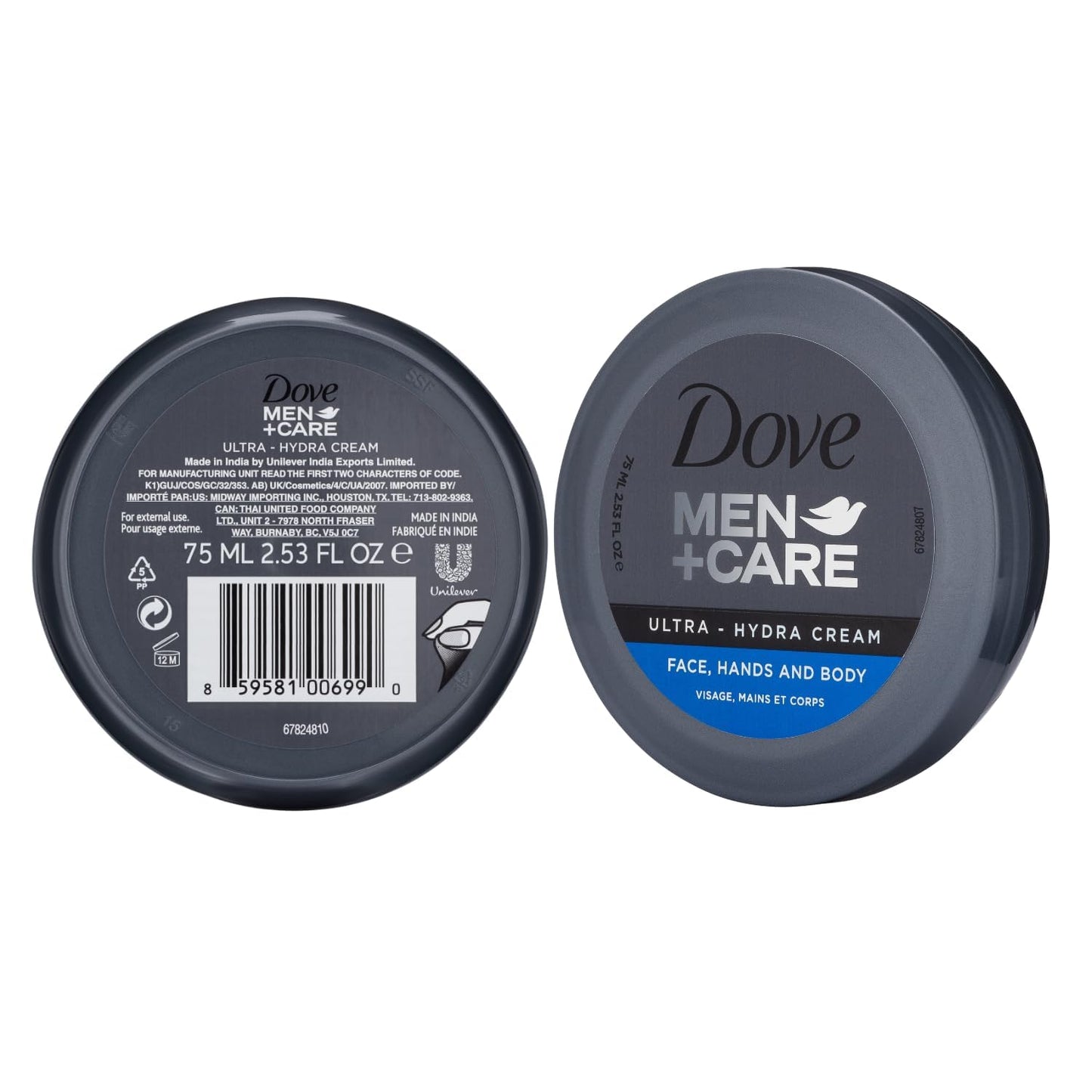 Dove Men+Care Ultra Hydra Cream - Lotion, 3-in-1 Advanced Skin Care for Men, Face Cream, Hand & Body Lotion for Dry Skin, 2.53 Fl Oz (Pack of 24)
