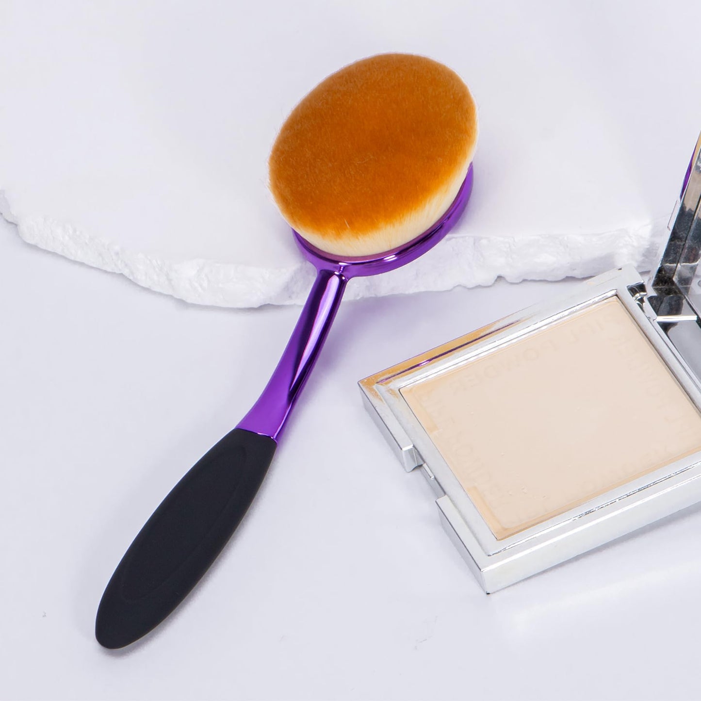 Yoseng Oval Foundation Brush Large Toothbrush makeup brushes Fast Flawless Application Liquid Cream Powder Foundation-Purple (Medium-Purple)