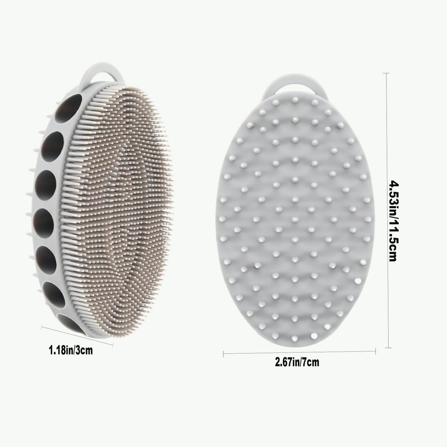 Silicone Body Scrubber with Double-Sided Bristles, Deep Cleaning Massage Brush, Black, Flexible Design with Hanger Loop for Exfoliating and Scalp Care (Pink)