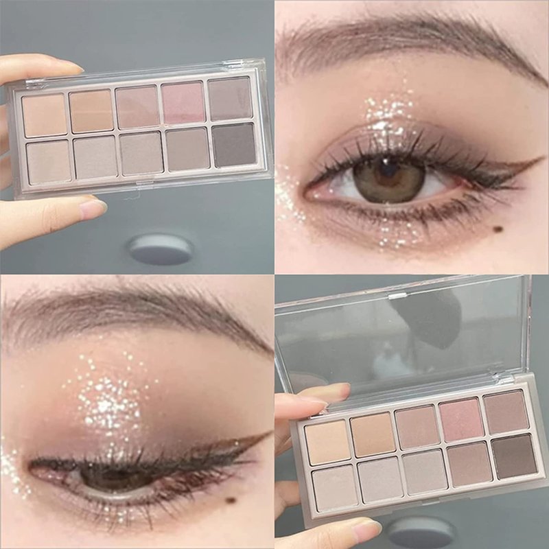 Erinde Matte Eyeshadow Palette - 10 Colors for Ultra-Blendable, Long-Lasting Looks | Taupe Brown & Neutral Shades