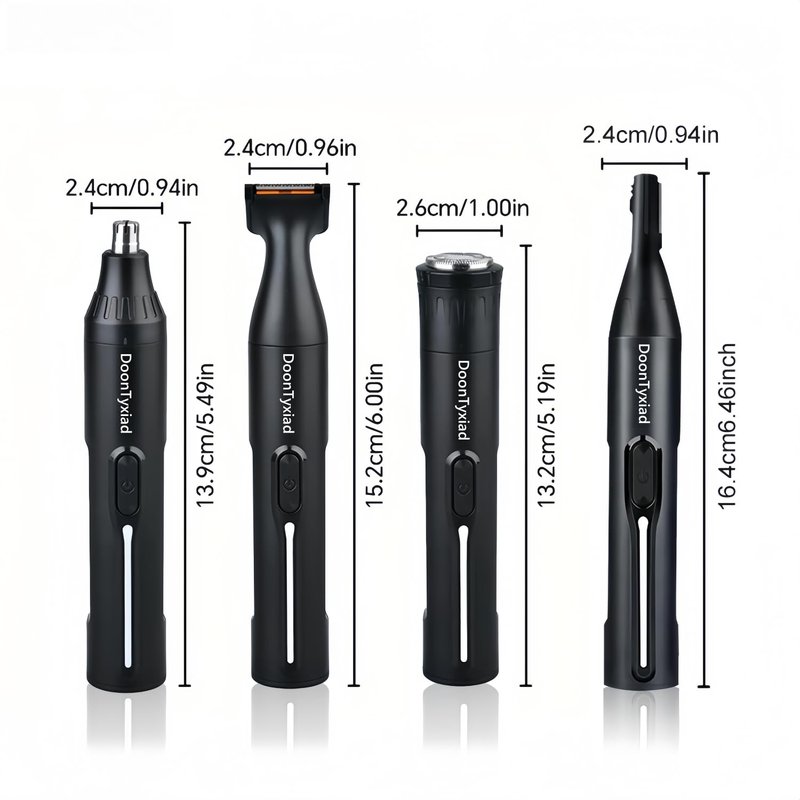 Rechargeable Ear and Nose Hair Trimmer, 4-in-1 Professional Painless Eyebrow & Facial Hair Trimmer for Men Women, Powerful Motor and Dual-Edge Blades for Smoother Cutting Black(Black 4-in-1)