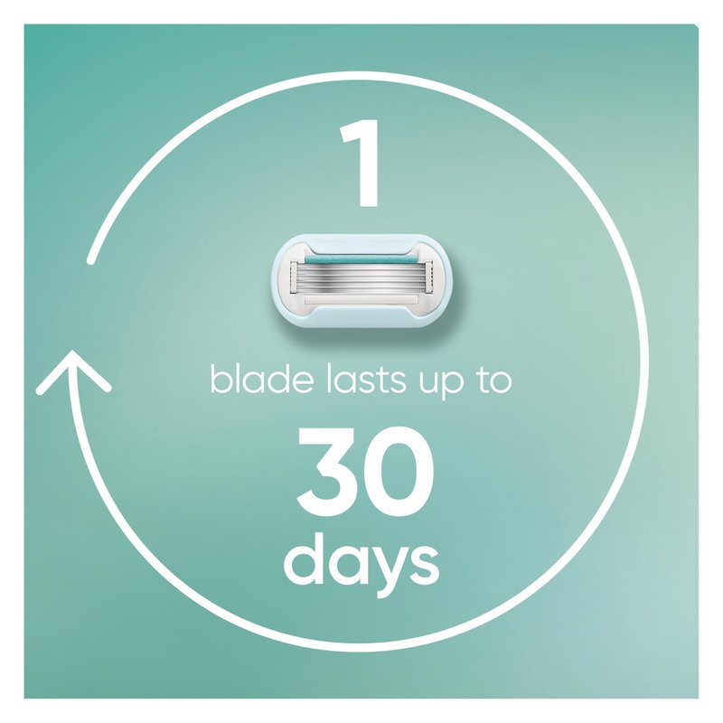 Gillette Venus Extra Smooth Sensitive Women's Razor with Reusable Handle, 3 Blade Refills and Shower Holder