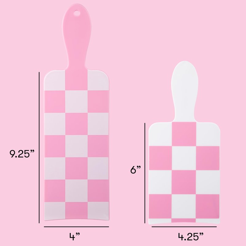 FRAMAR Checkered Balayage Board and Paddle Set - Long and Short Foil Board For Highlights, Balayage Hair Dye Kit, Hair Salon Supplies, For Enhanced Precision - 2 Pack - Pink and White