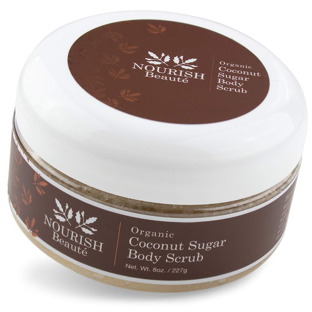Nourish Beaute Organic Sugar Body Scrub for Exfoliation and Cellulite, Hydrates and Moisturizes Skin While Improving Skin Tone and Texture, 8 oz, Coconut