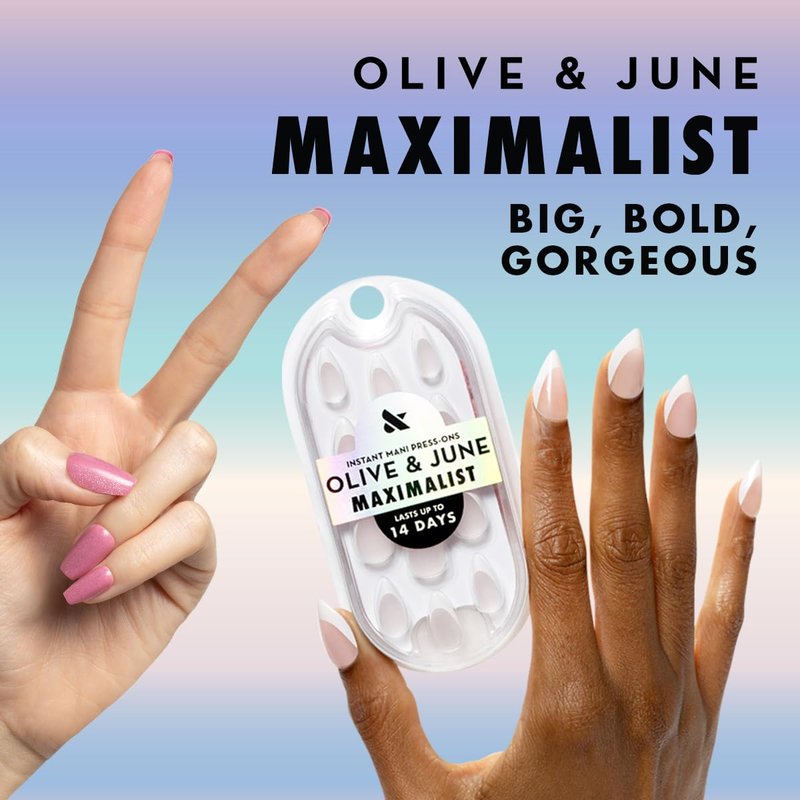 Olive & June Maximalist Press-On Nails - 42 Non-Toxic, Long-Lasting Fake Nails | Extra Short Squoval | Marshmallow Velvet