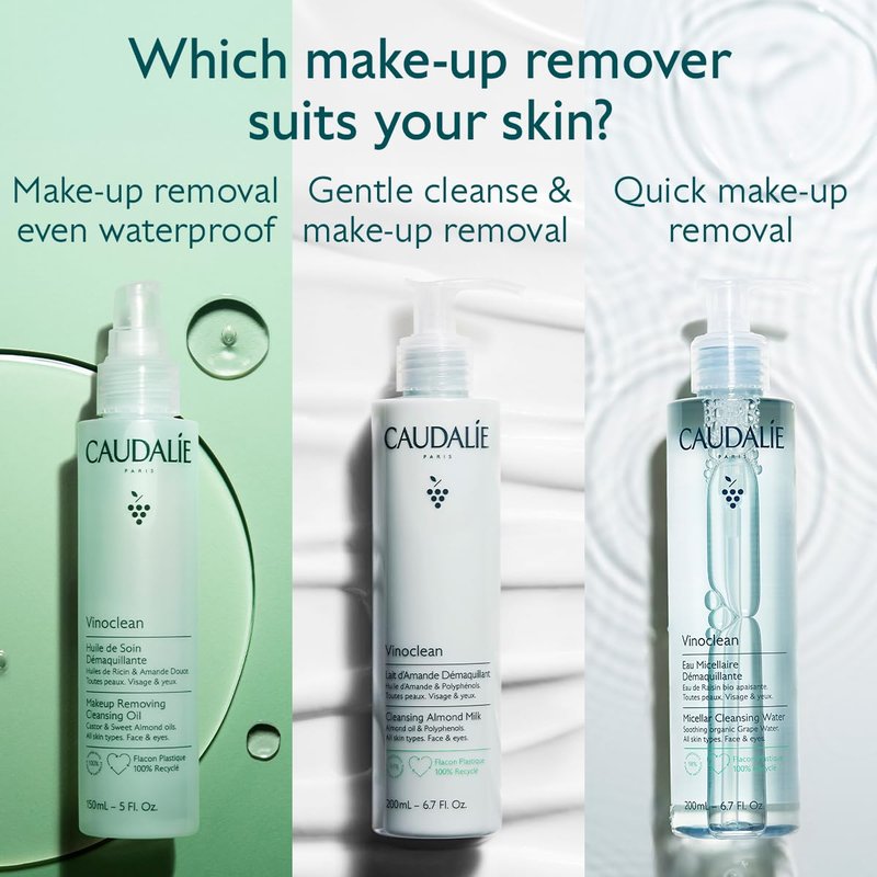 Caudalie Vinoclean Micellar Cleansing Water - Gentle Makeup Remover | 200 mL
