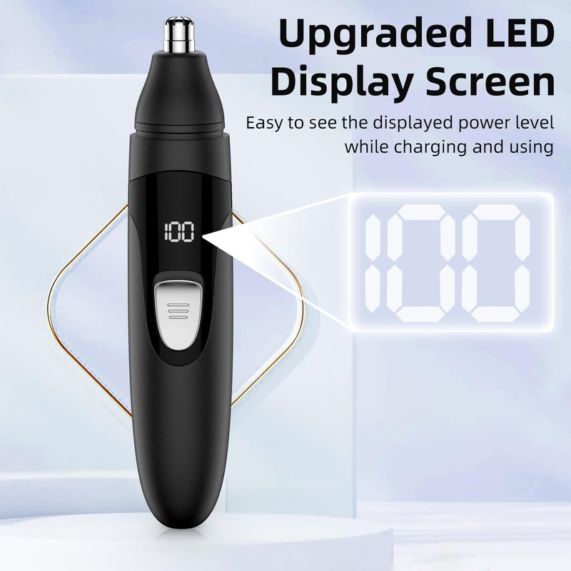 SHOBES Nose Hair Trimmer Painless Rechargeable Ear and Eyebrow Trimmer Professional with Edge Blades (Black)
