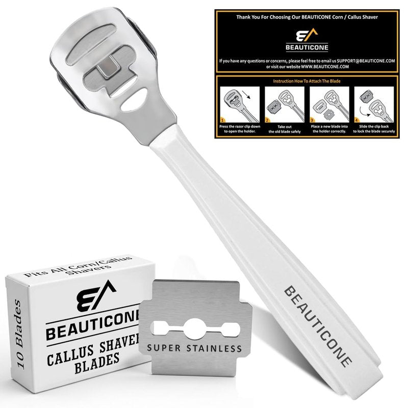 BEAUTICONE Professional Callus Shaver for Feet – Foot Scraper Pedicure Razor with Replaceable Blades – Hard Skin Remover for Cracked Heels & Dead Skin – Pedicure Foot Care Tool for Home & Salon Use
