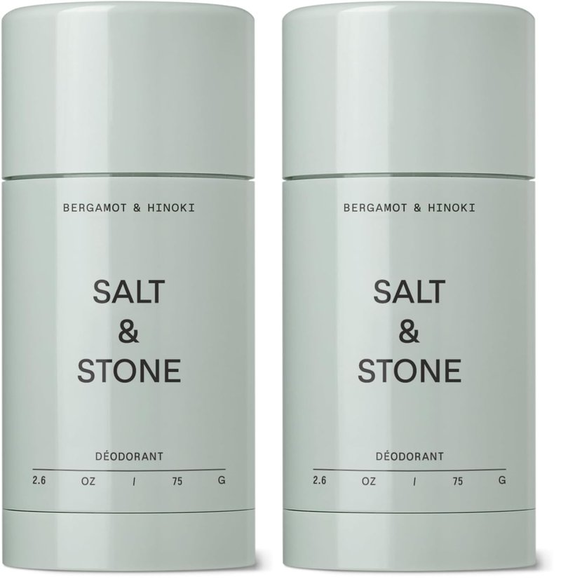 Salt & Stone Aluminum-Free Deodorant - Extra Strength 48-Hour Protection for All | Seaweed Extracts & Niacinamide | Bergamot & Hinoki | Pack of 2