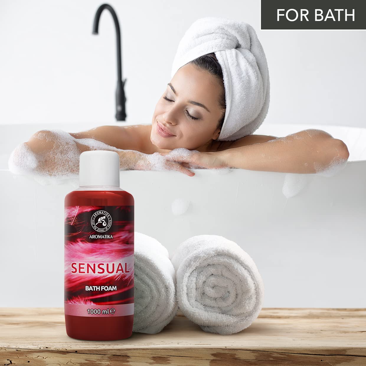 Bath Foam Sensual - 34 Fl Oz (1000ml) - Body Care - Good Sleep - Beauty - Bathing - Body Care - Wellness - Relax - Aromatherapy - Spa - Bubble Baths