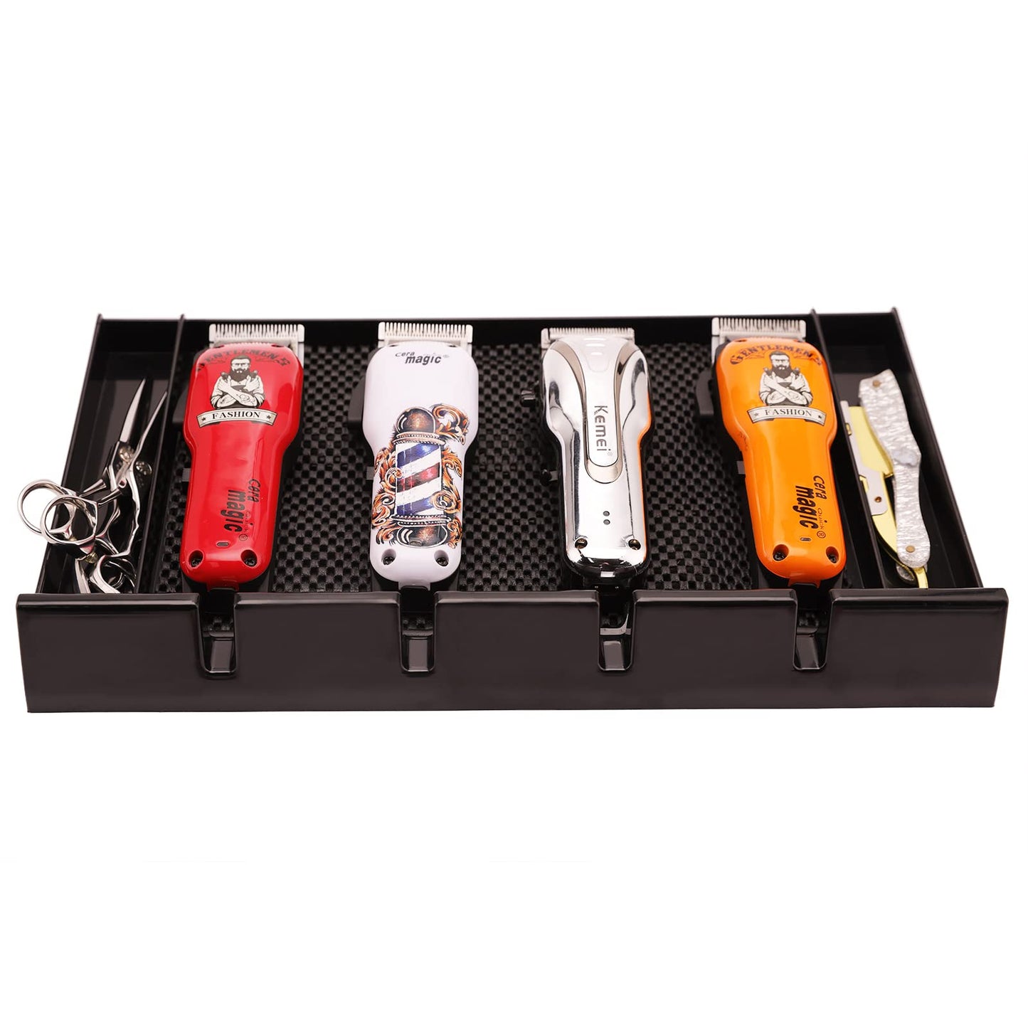 ZIBARBER Barber Clipper Tray Organizer, Trimmer, Corded Clippers Holder for Hairdresser, Salon Station Haircut Tools Keeper with Anti-Slip Mat - 15.7" L x 8.9" (Rectangle)