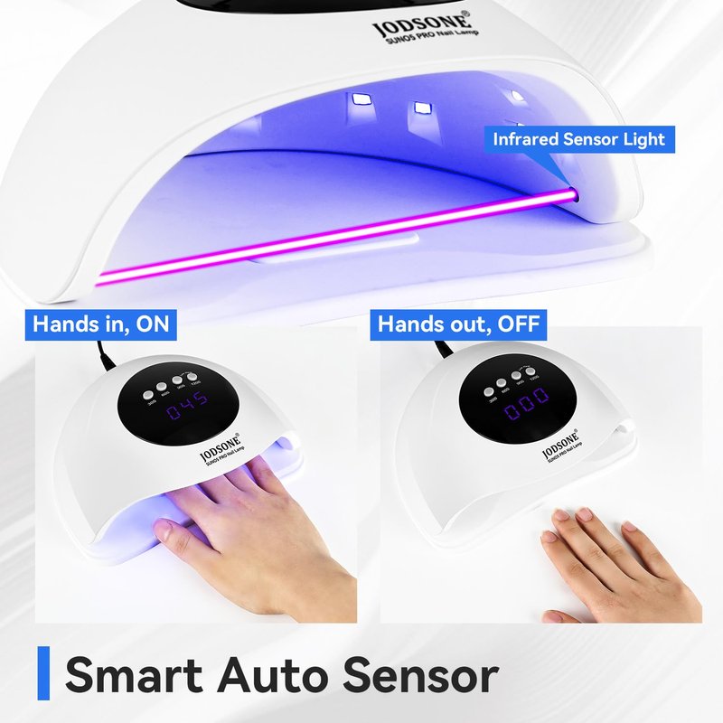 JODSONE Quick U V LED Nail Lamp with 4 Timer Settings Auto Sensor Nail Dryer White